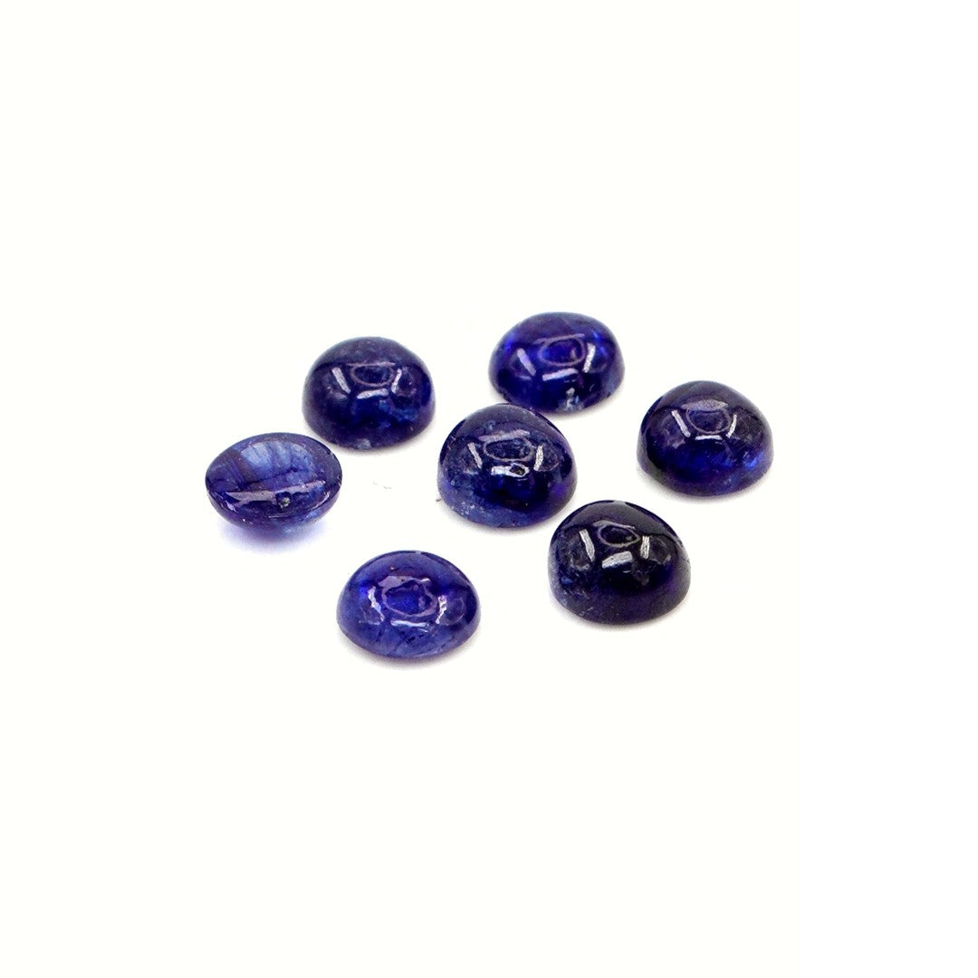 Natural Bangkok Blue Sapphire Calibrated Cabochon Rounds | 5mm & 6mm