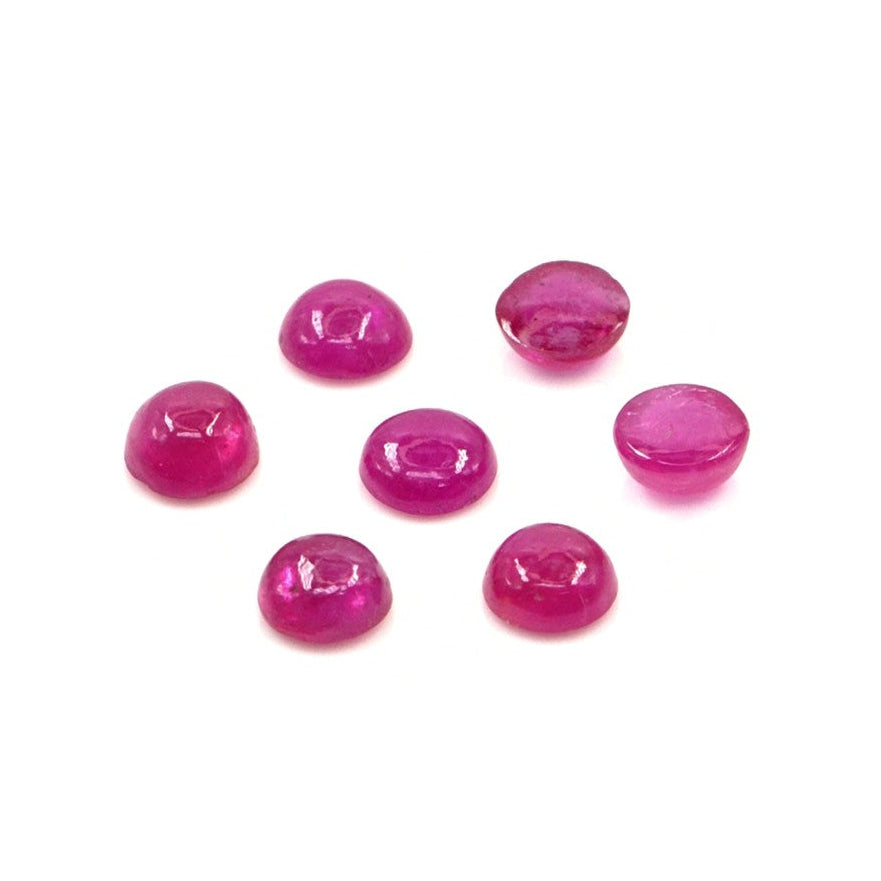 Natural Bangkok Ruby Calibrated Cabochon Rounds | 4mm & 4.5mm