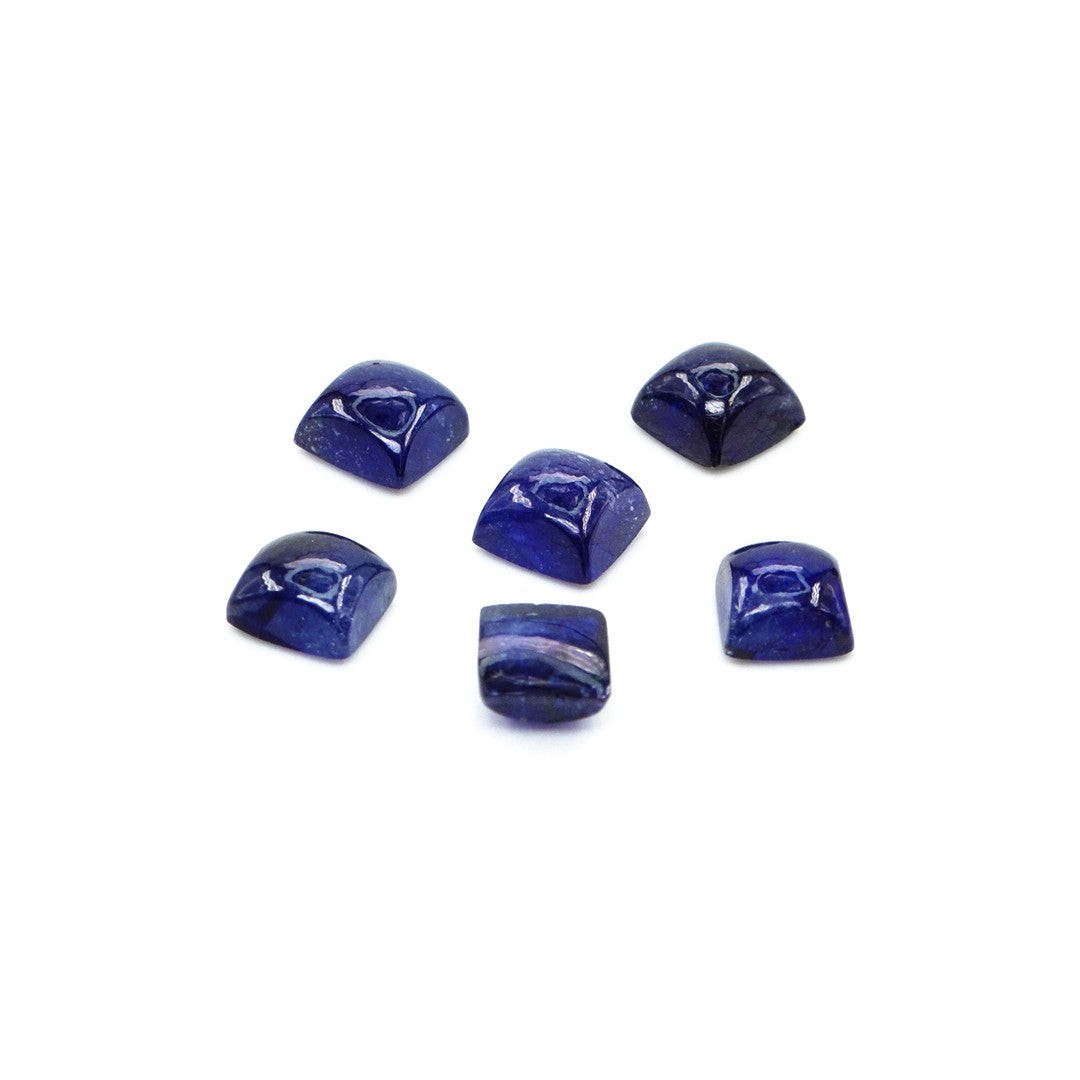 Natural Bangkok Blue Sapphire Calibrated Cabochon Squares | 5mm & 6mm