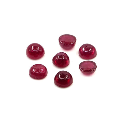 Natural Bangkok Ruby Calibrated Cabochon Rounds | 5mm & 6mm