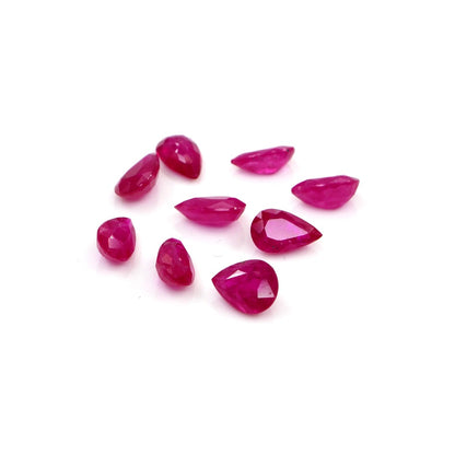 Natural Untreated Mozambique Ruby Calibrated Pears | 3x5mm & 4x6mm