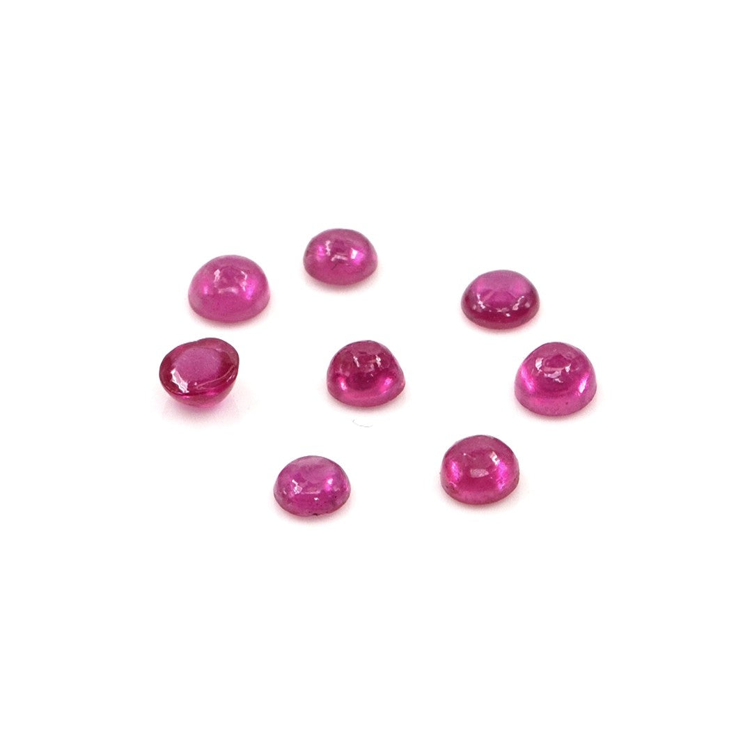 Natural Bangkok Ruby Calibrated Cabochon Rounds | 3mm & 3.5mm