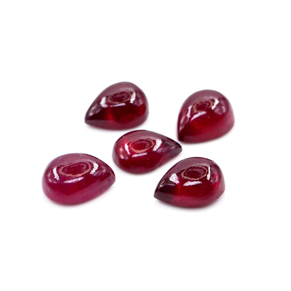 Natural Bangkok Ruby Calibrated Cabochon Pears | 7x9mm & 8x10mm