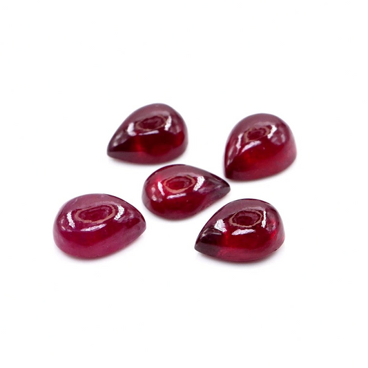 Natural Bangkok Ruby Calibrated Cabochon Pears | 7x9mm & 8x10mm