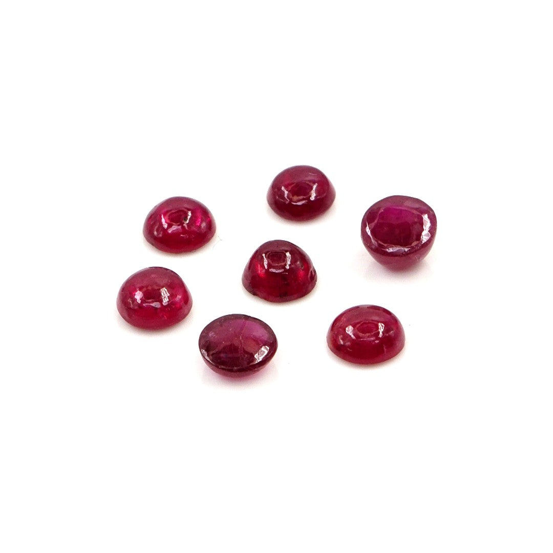Natural Bangkok Ruby Calibrated Cabochon Rounds | 4mm & 4.5mm