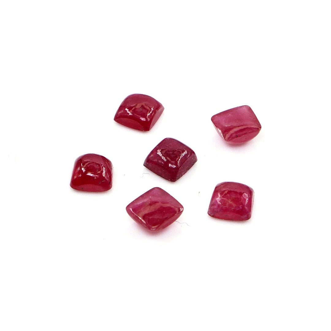 Natural Bangkok Ruby Calibrated Cabochon Squares | 5mm & 6mm
