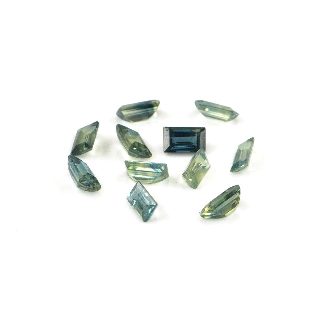 Natural Untreated Teal Sapphire Calibrated Baguettes | 2x3mm & 2x4mm