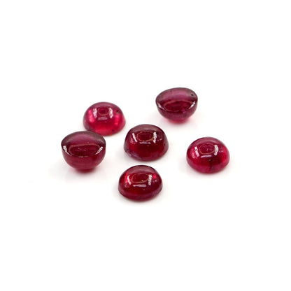 Natural Bangkok Ruby Calibrated Cabochon Rounds | 5mm & 6mm