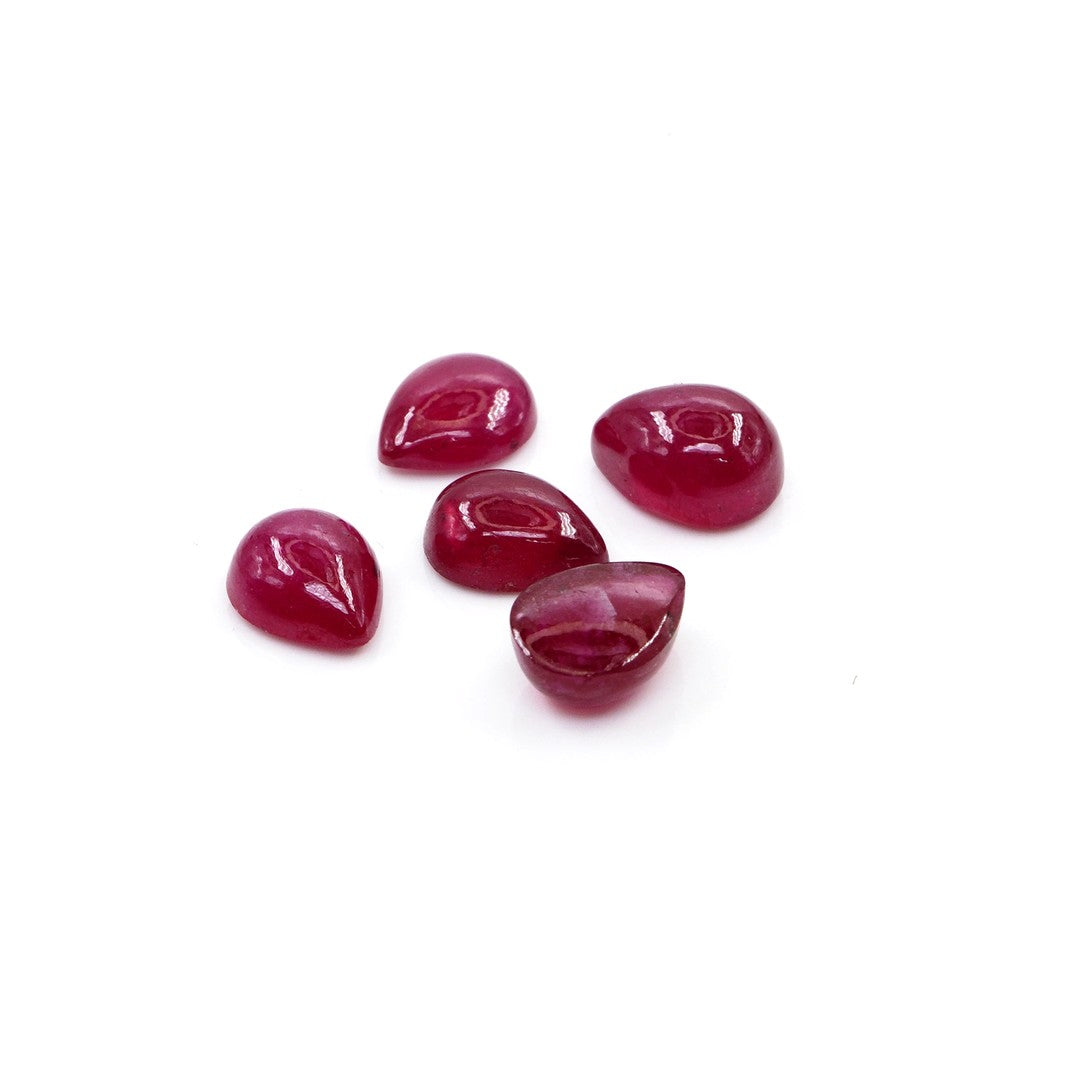 Natural Bangkok Ruby Calibrated Cabochon Pears | 7x9mm & 8x10mm