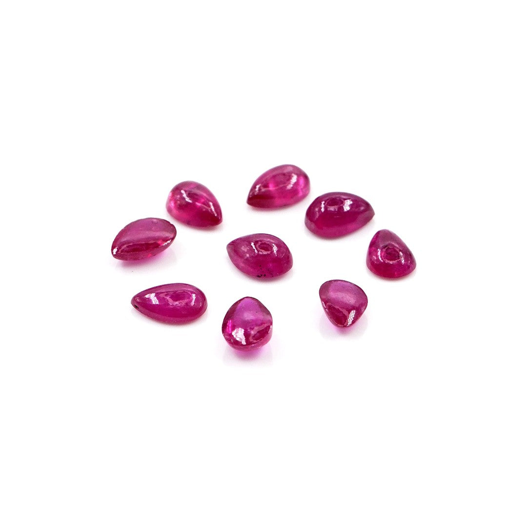 Natural Bangkok Ruby Calibrated Cabochon Pears | 3x5mm & 4x6mm