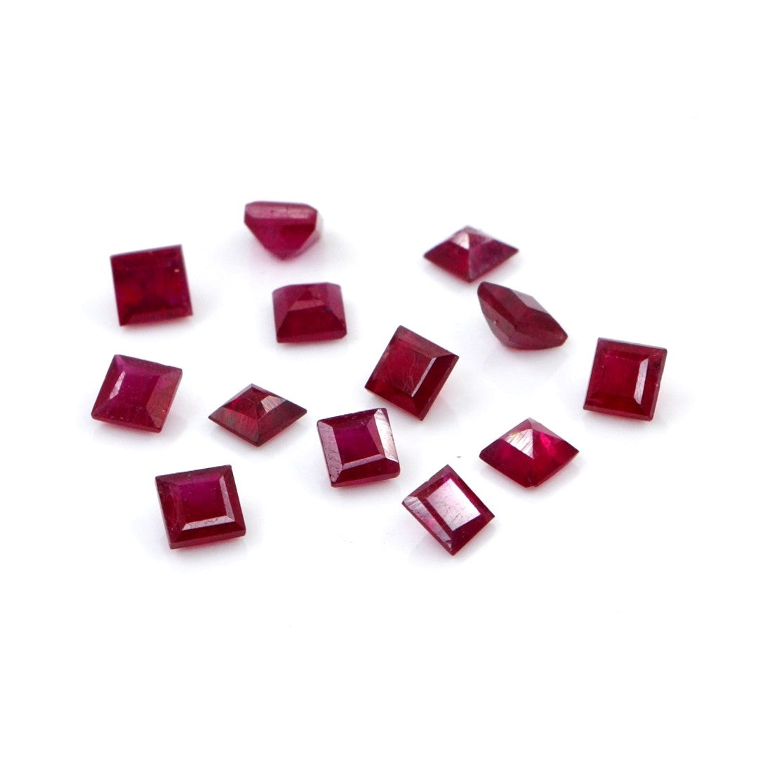Natural Bangkok Ruby Calibrated Squares | 3mm & 3.5mm