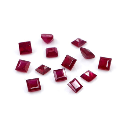 Natural Bangkok Ruby Calibrated Squares | 3mm & 3.5mm