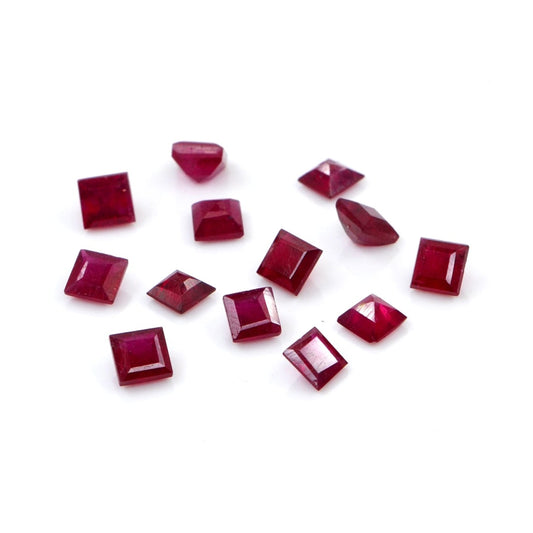 Natural Bangkok Ruby Calibrated Squares | 3mm & 3.5mm