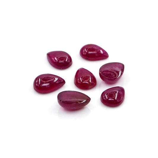 Natural Bangkok Ruby Calibrated Cabochon Pears | 7x9mm & 8x10mm