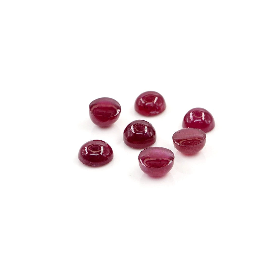 Natural Bangkok Ruby Calibrated Cabochon Rounds | 5mm & 6mm