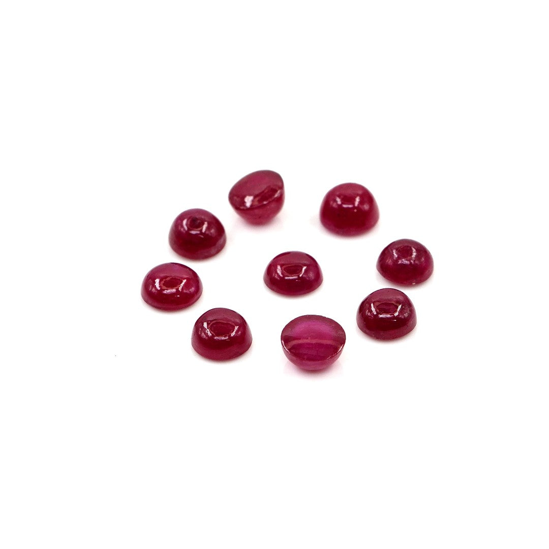 Natural Bangkok Ruby Calibrated Cabochon Rounds | 5mm & 6mm