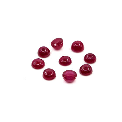 Natural Bangkok Ruby Calibrated Cabochon Rounds | 5mm & 6mm