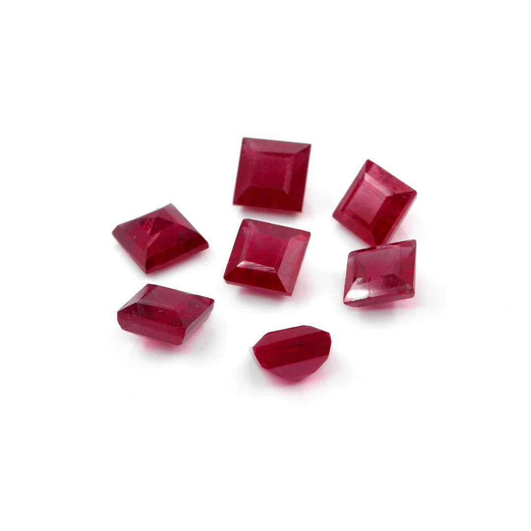 Natural Bangkok Ruby Calibrated Squares | 6mm & 7mm