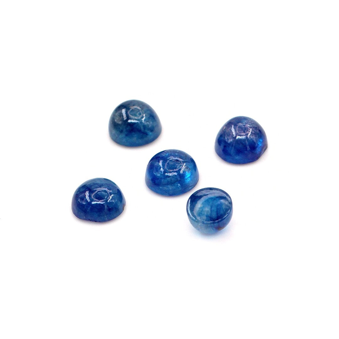 Natural Bangkok Blue Sapphire Calibrated Cabochon Rounds | 5mm & 6mm