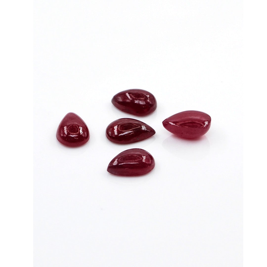 Natural Bangkok Ruby Calibrated Cabochon Pears | 6x9mm & 7x10mm