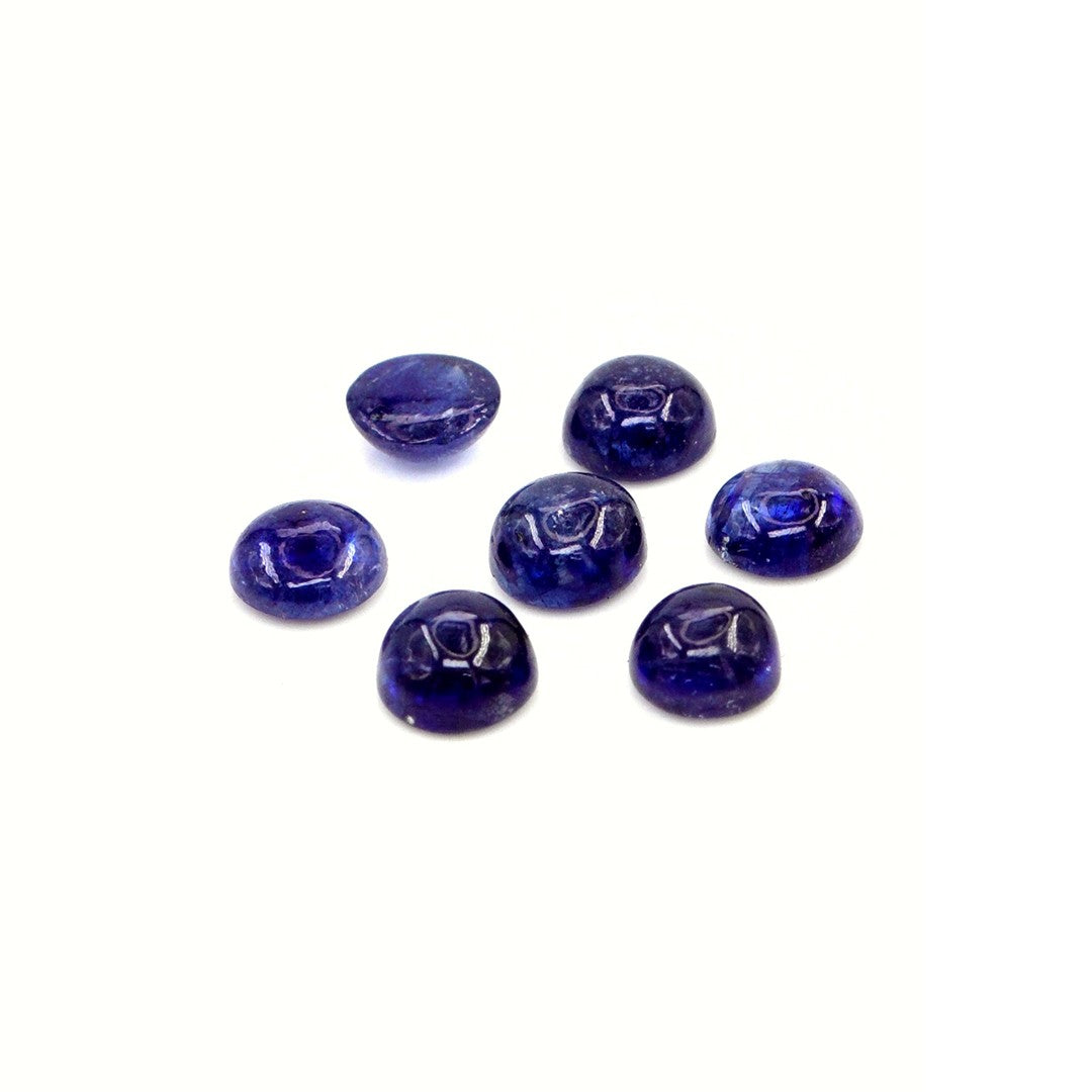 Natural Bangkok Blue Sapphire Calibrated Cabochon Rounds | 5mm & 6mm