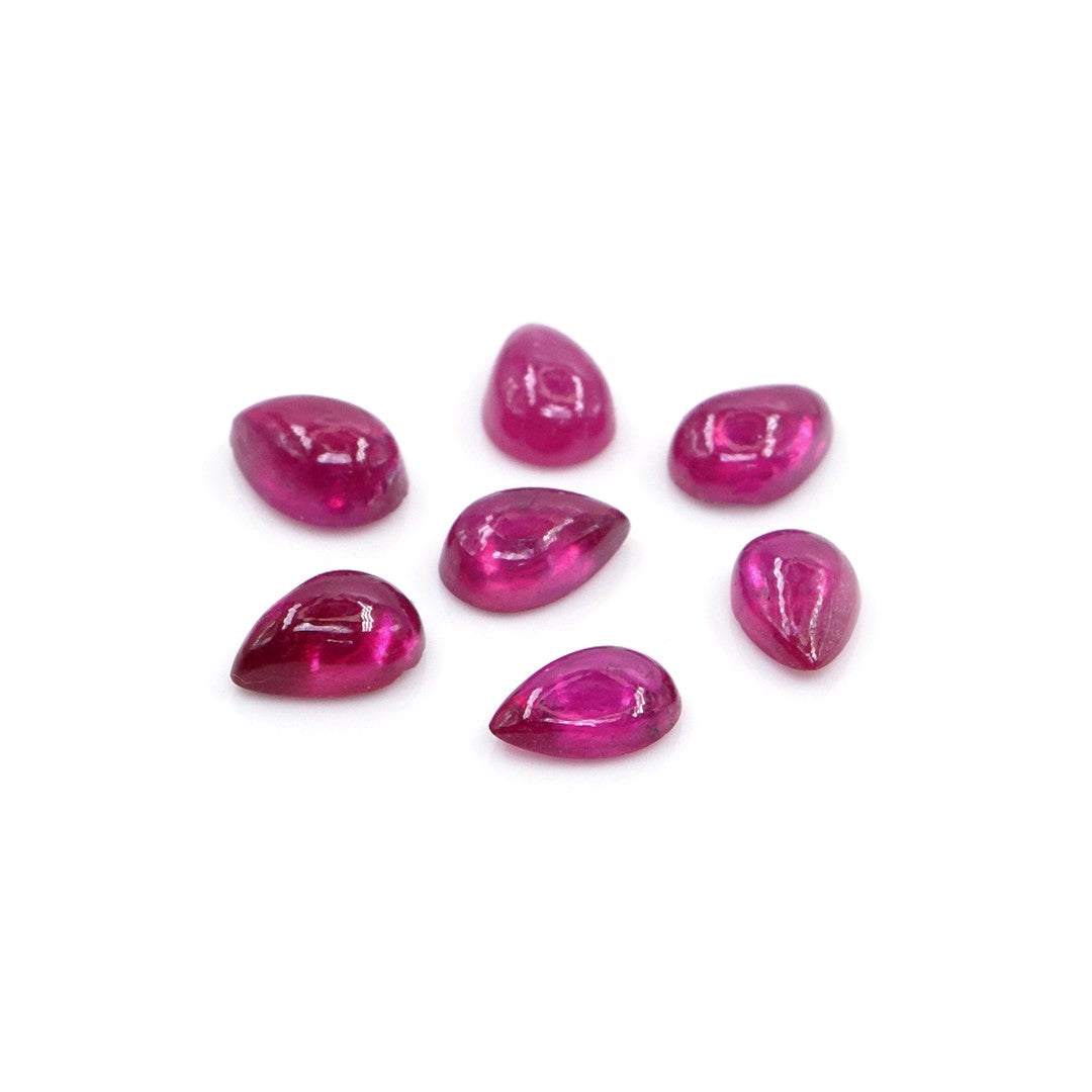 Natural Bangkok Ruby Calibrated Cabochon Pears | 3x5mm & 4x6mm