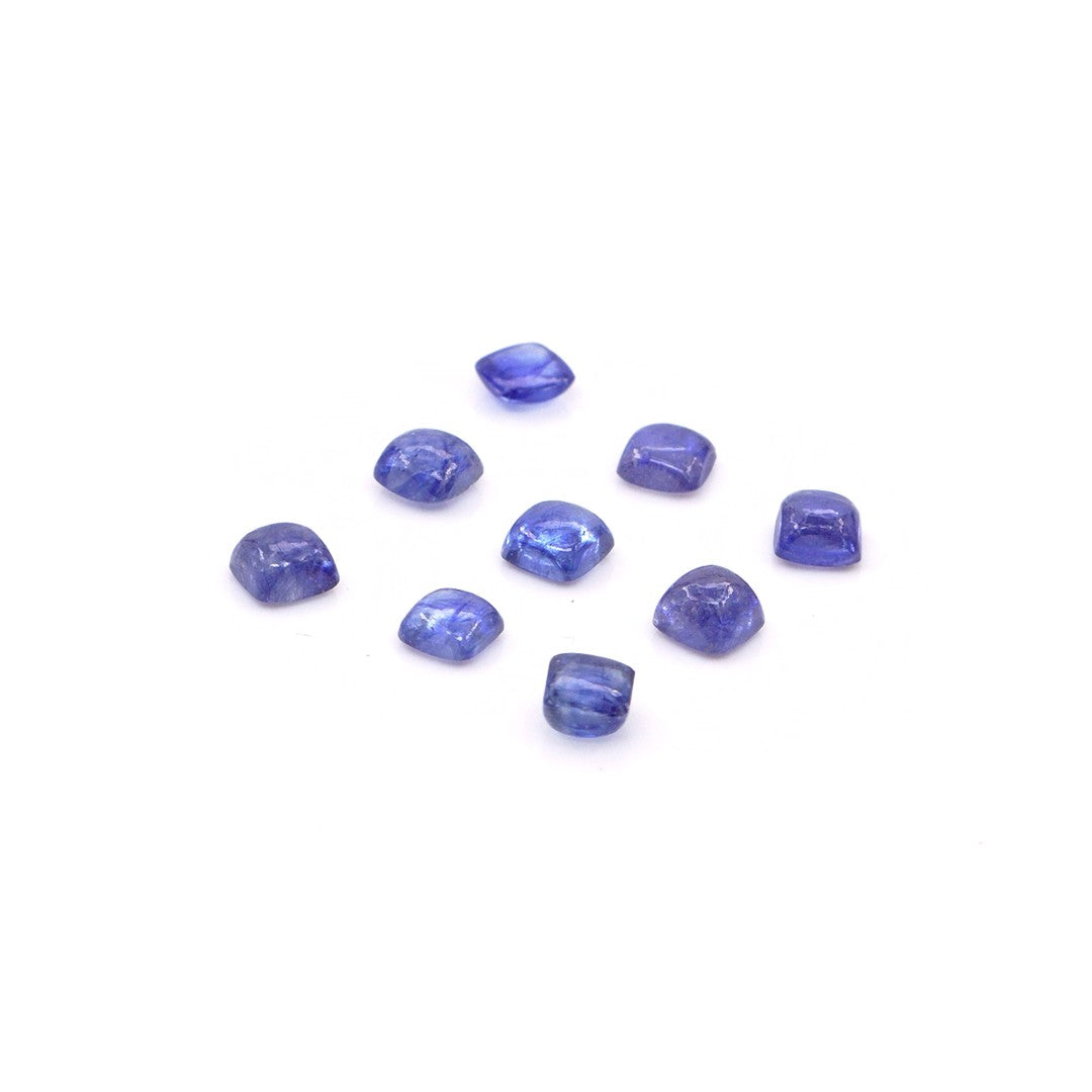 Natural Bangkok Blue Sapphire Calibrated Cabochon Squares | 4mm & 5mm