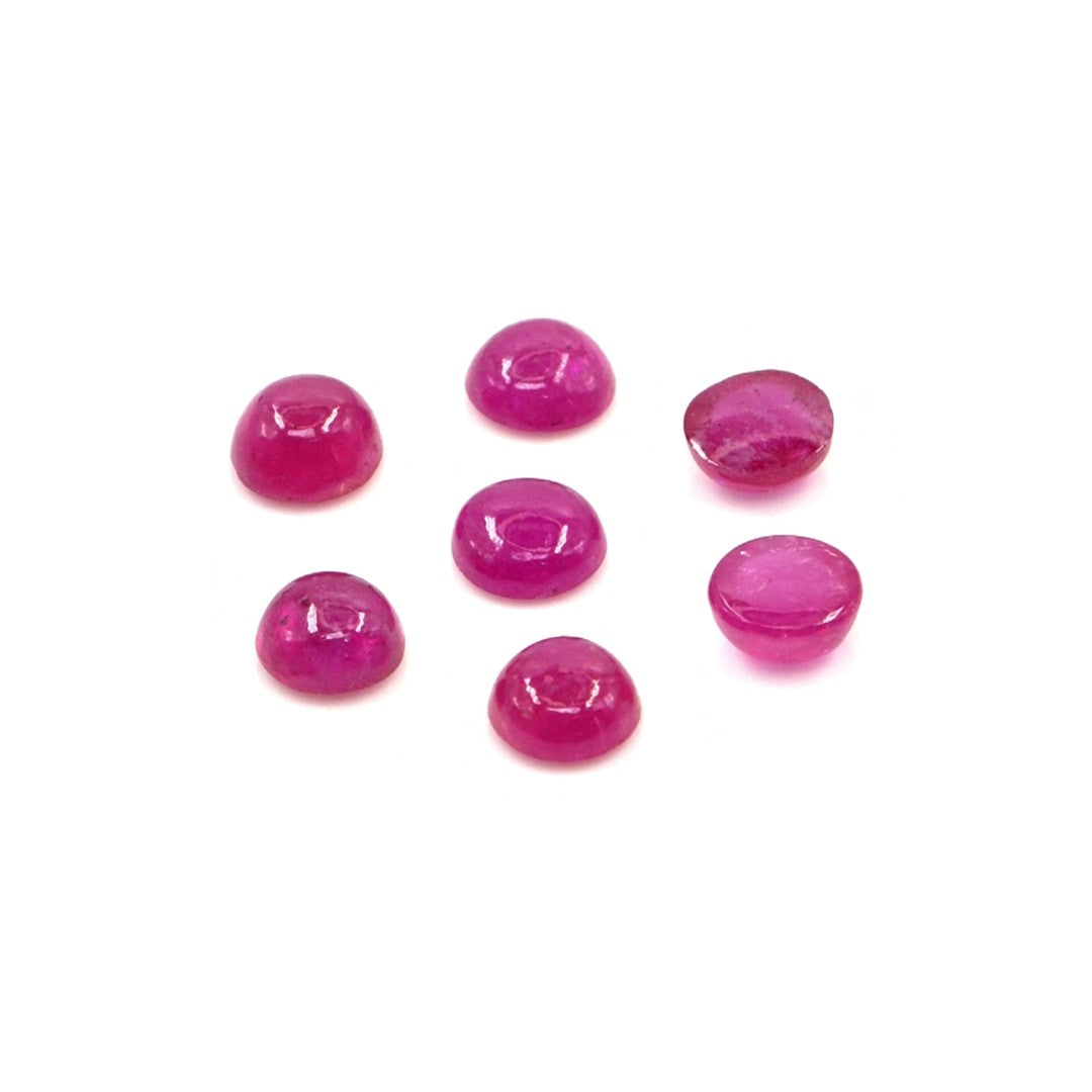 Natural Bangkok Ruby Calibrated Cabochon Rounds | 4mm & 4.5mm