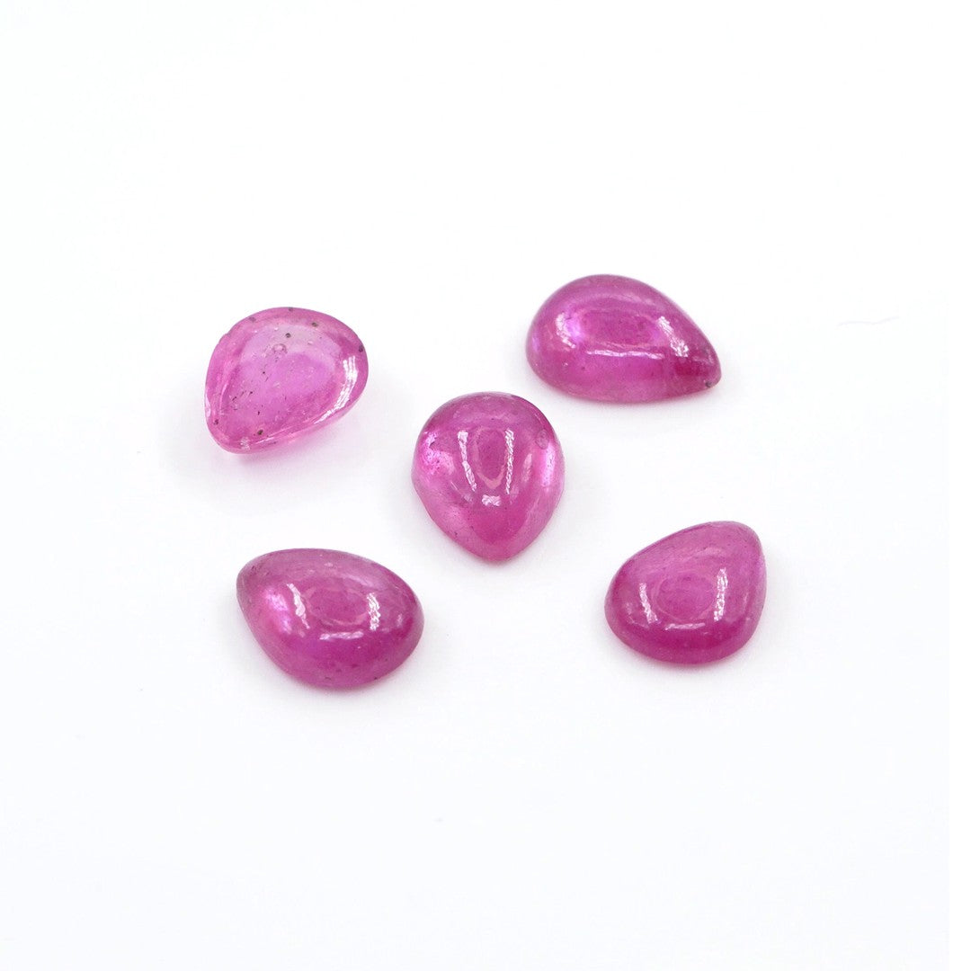 Natural Bangkok Ruby Calibrated Cabochon Pears | 5x7mm & 6x8mm