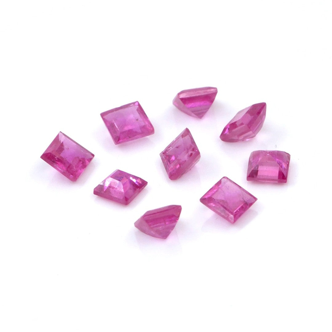 Natural Mozambique Ruby Calibrated Squares | 3mm & 3.5mm