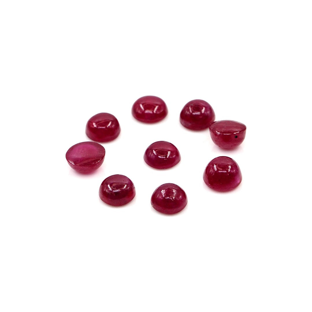 Natural Bangkok Ruby Calibrated Cabochon Rounds | 5mm & 6mm