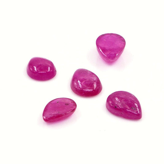 Natural Bangkok Ruby Calibrated Cabochon Pears | 3x5mm & 4x6mm