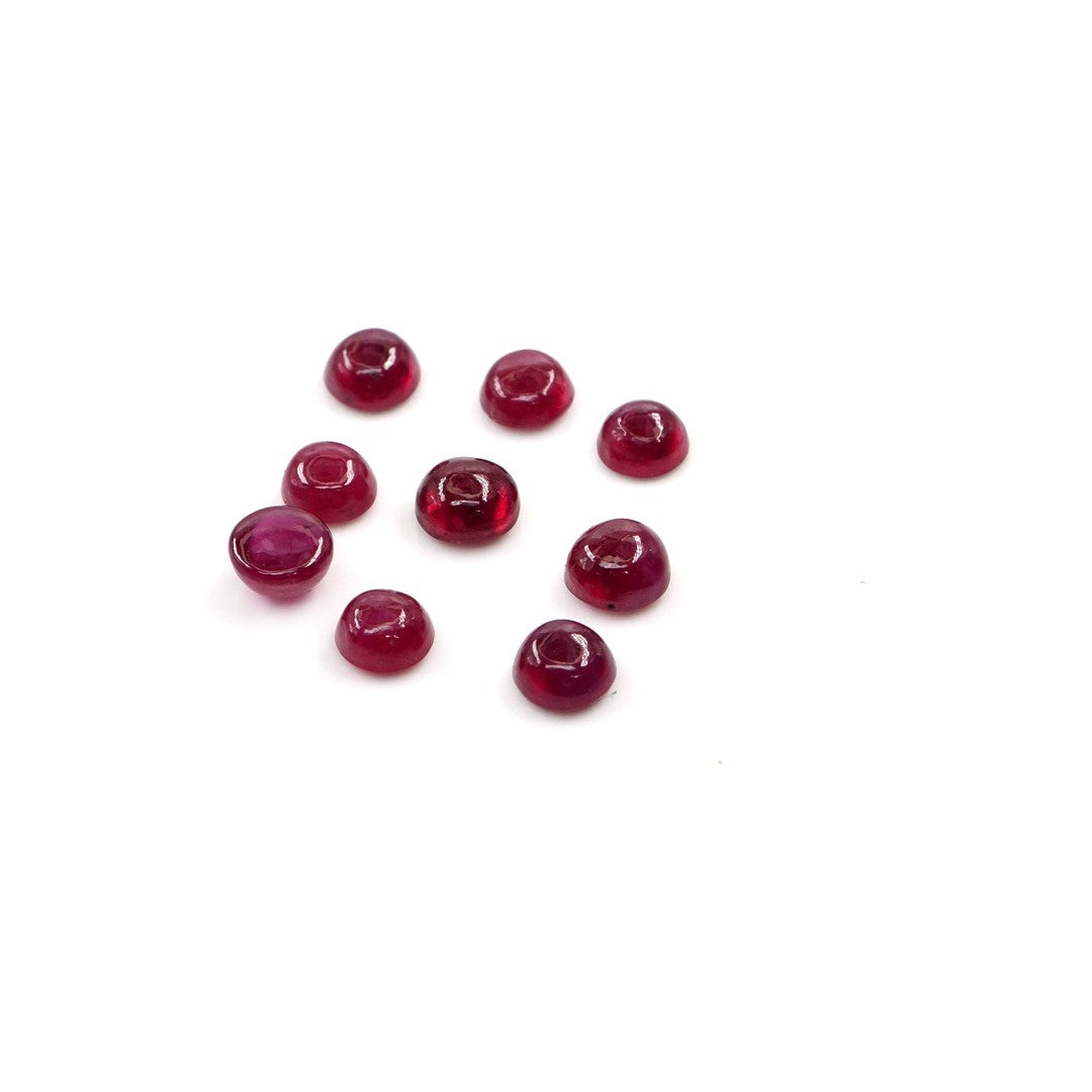 Natural Bangkok Ruby Calibrated Cabochon Rounds | 4mm & 4.5mm