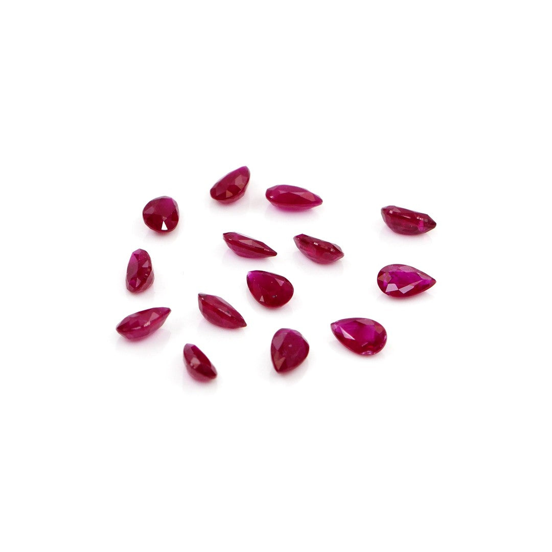 Natural Untreated Mozambique Ruby Calibrated Pears | 3x5mm & 4x6mm