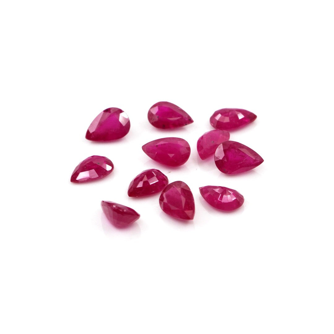 Natural Untreated Mozambique Ruby Calibrated Pears | 3x5mm & 4x6mm