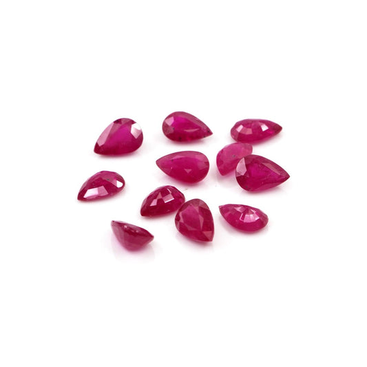 Natural Untreated Mozambique Ruby Calibrated Pears | 3x5mm & 4x6mm