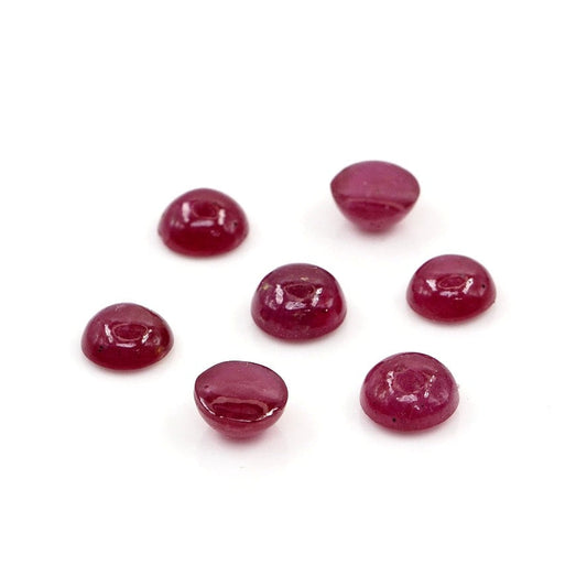 Natural Bangkok Ruby Calibrated Cabochon Rounds | 5mm & 6mm