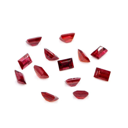 Natural Untreated Red Sapphire Calibrated Baguettes | 3x4mm & 4x5mm