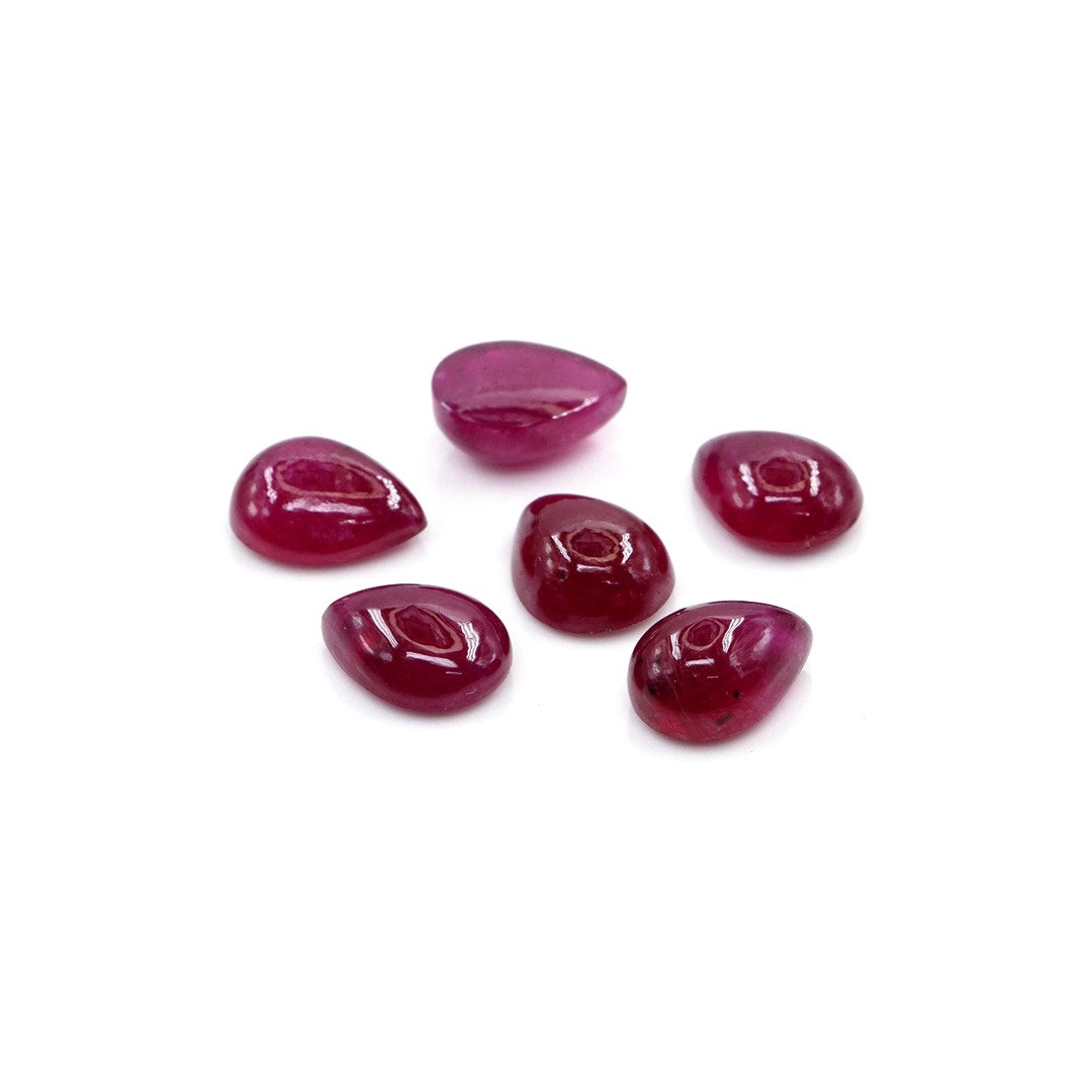 Natural Bangkok Ruby Calibrated Cabochon Pears | 7x9mm & 8x10mm