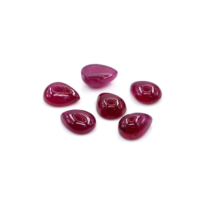 Natural Bangkok Ruby Calibrated Cabochon Pears | 7x9mm & 8x10mm