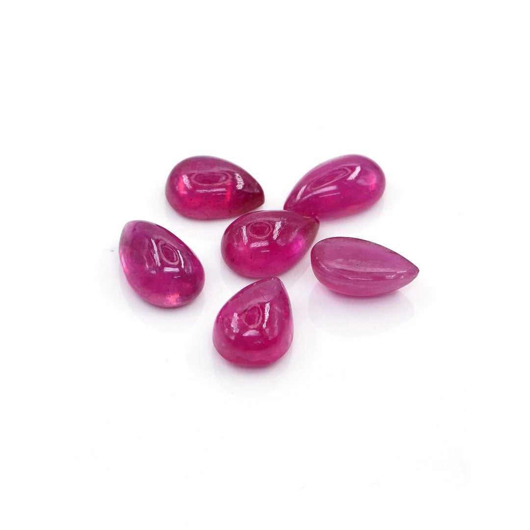 Natural Bangkok Ruby Calibrated Cabochon Pears | 5x7mm & 6x8mm