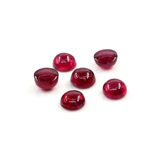 Natural Bangkok Ruby Calibrated Cabochon Rounds | 5mm & 6mm