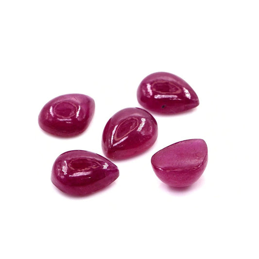 Natural Bangkok Ruby Calibrated Cabochon Pears | 7x9mm & 8x10mm