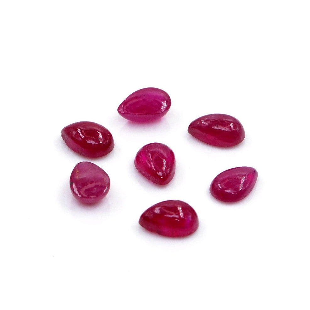 Natural Bangkok Ruby Calibrated Cabochon Pears | 3x5mm & 4x6mm