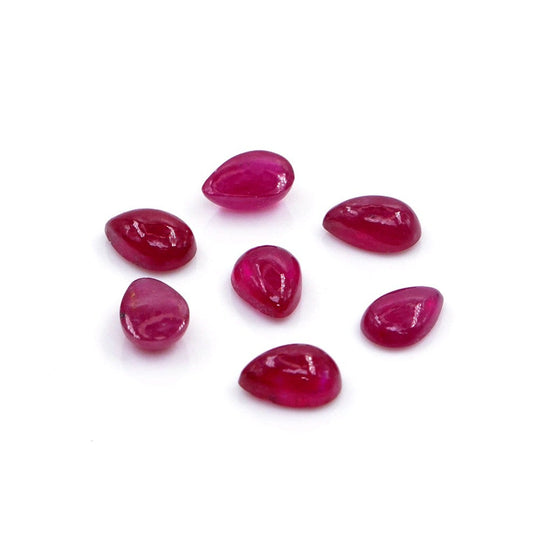 Natural Bangkok Ruby Calibrated Cabochon Pears | 3x5mm & 4x6mm