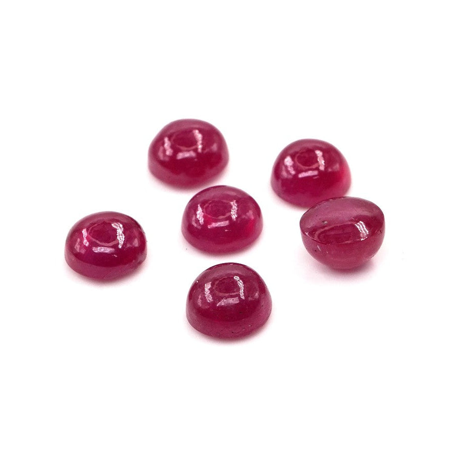 Natural Bangkok Ruby Calibrated Cabochon Rounds | 5mm & 6mm