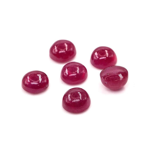 Natural Bangkok Ruby Calibrated Cabochon Rounds | 5mm & 6mm