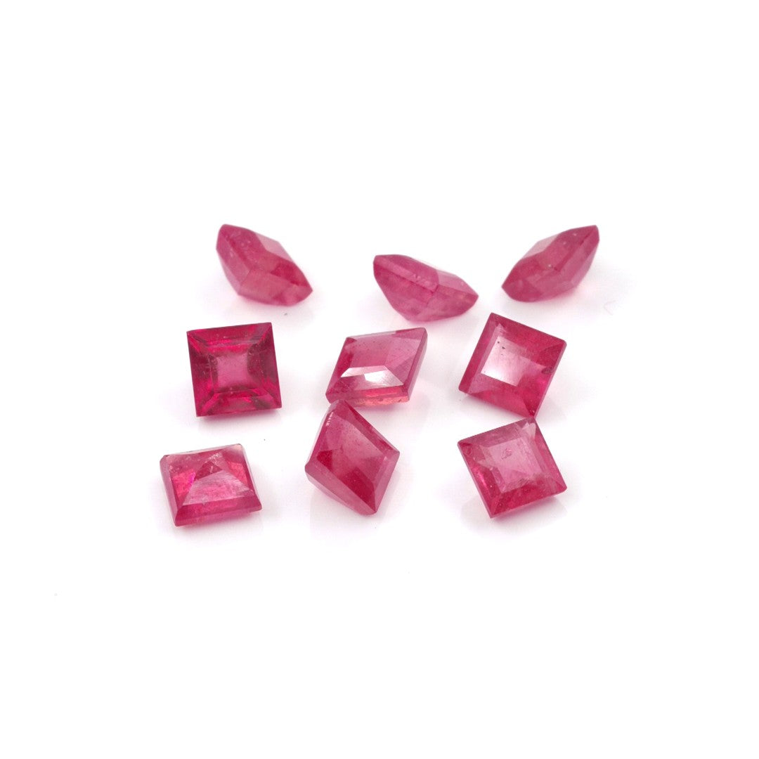 Natural Bangkok Ruby Calibrated Squares | 4mm & 5mm