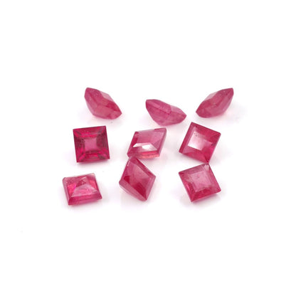 Natural Bangkok Ruby Calibrated Squares | 4mm & 5mm