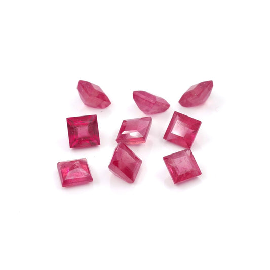 Natural Bangkok Ruby Calibrated Squares | 4mm & 5mm